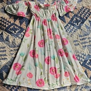 Charming Pink Floral Kids Dress